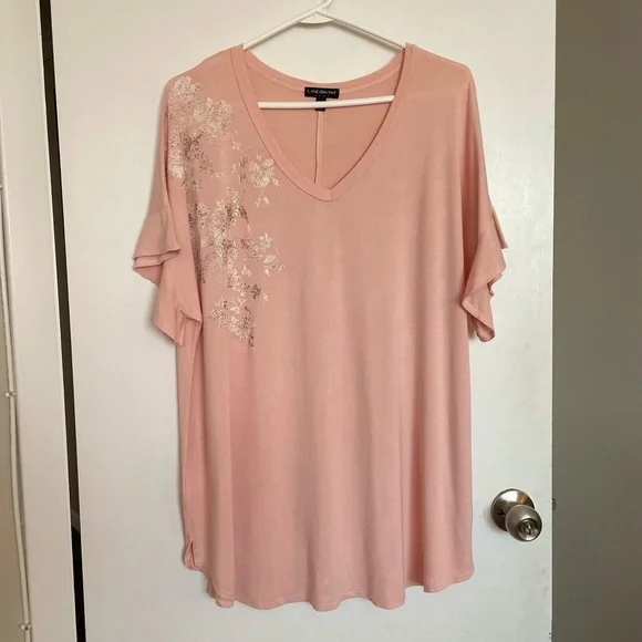 Lane Bryant Soft V-Neck Ruffle Sleeve Tee - Size 18/20 - Picture 2 of 13